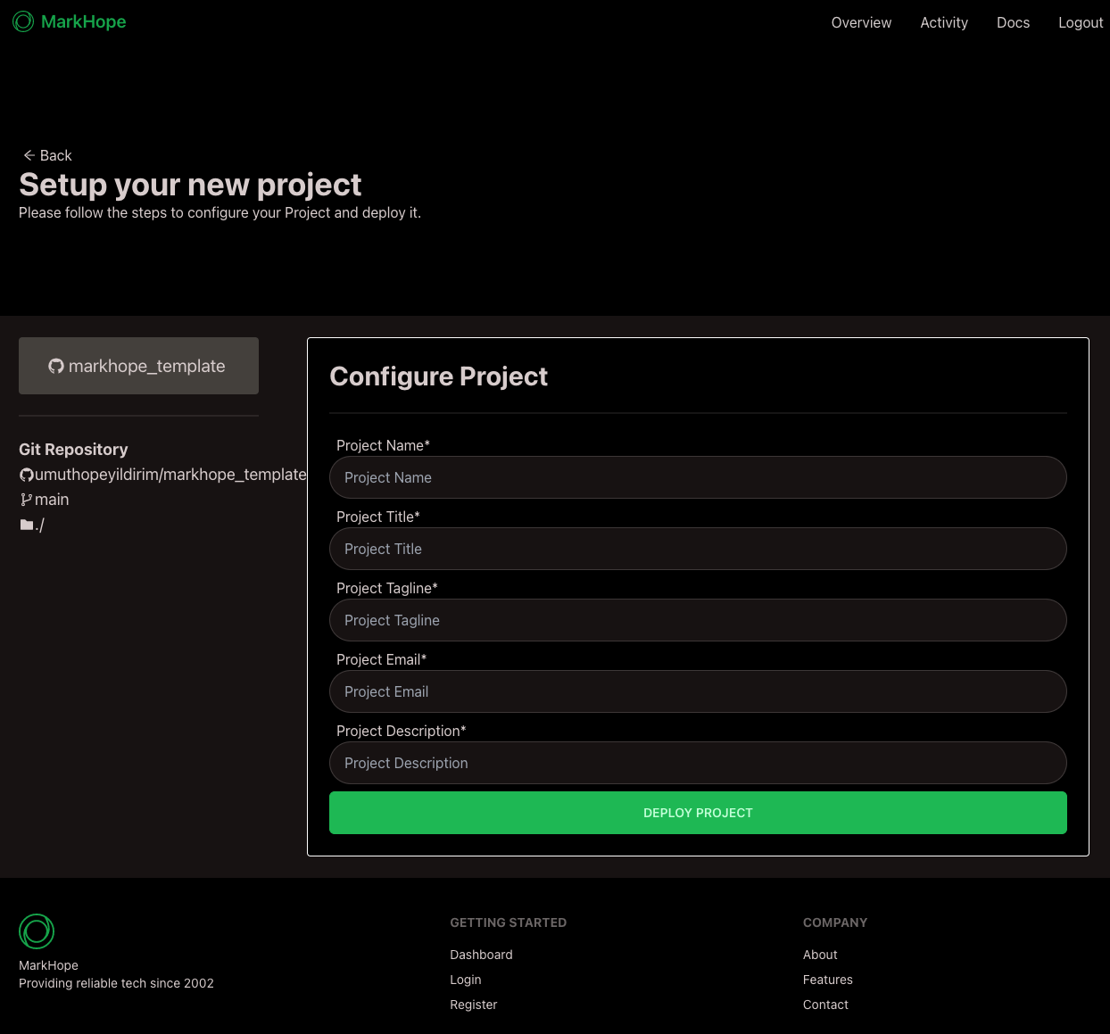 Markhope Configure Project